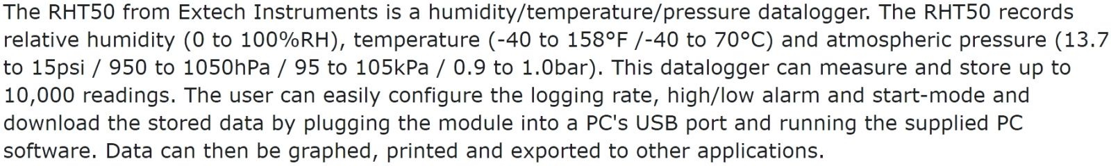 אוגר נתונים טמפרטורה לחות לחץ EXTECH INSTRUMENTS DATA LOGGER RHT50 TEXT